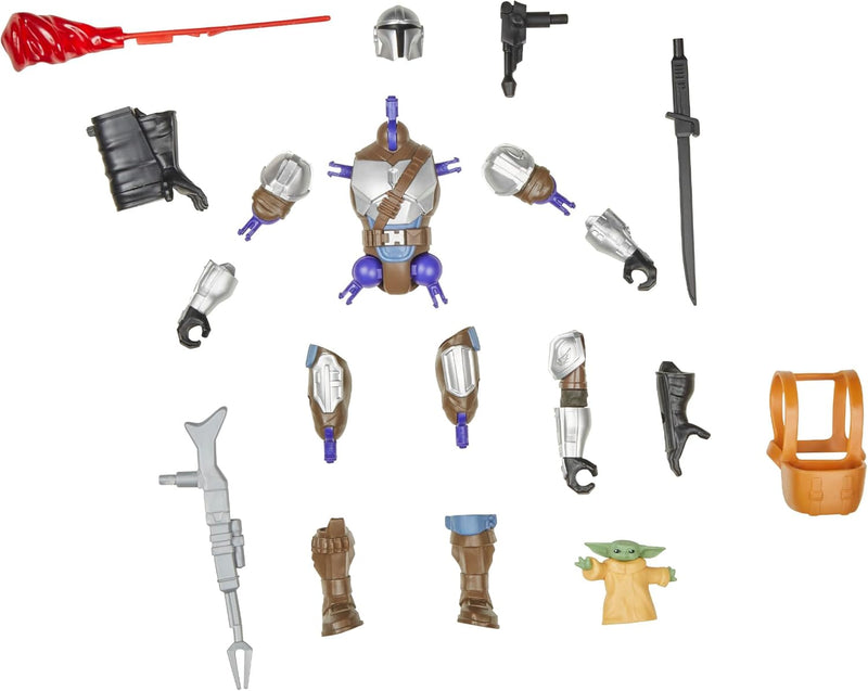 Star Wars MixMashers Deluxe Mandalorian Figure with Grogu to Mix and Combine with Accessories
