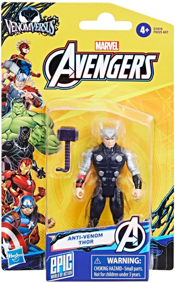 AVENGERS Marvel VenomVersus Epic World of Action Anti-Venom Thor Figure & Accessory, 4-Inch (10 cm) Super Hero Toys for Kids Ages 4+
