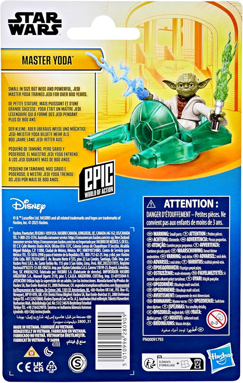 STAR WARS Epic World of Action Master Yoda, 4-Inch Scale Action Figure, Ship & 2 Accessories, Toys for Boys & Girls Ages 4+