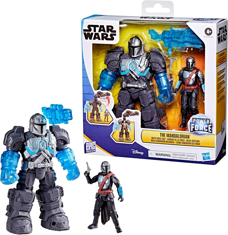 STAR WARS Epic World of Action The Mandalorian Mech Force Suit, 6.5-Inch Mech Suit & 4-Inch Action Figure, Toys for Boys & Girls Ages 4+