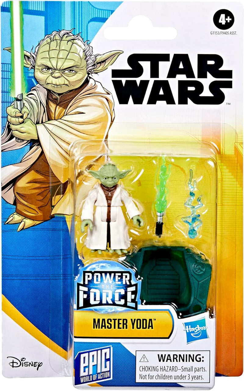STAR WARS Epic World of Action Master Yoda, 4-Inch Scale Action Figure, Ship & 2 Accessories, Toys for Boys & Girls Ages 4+