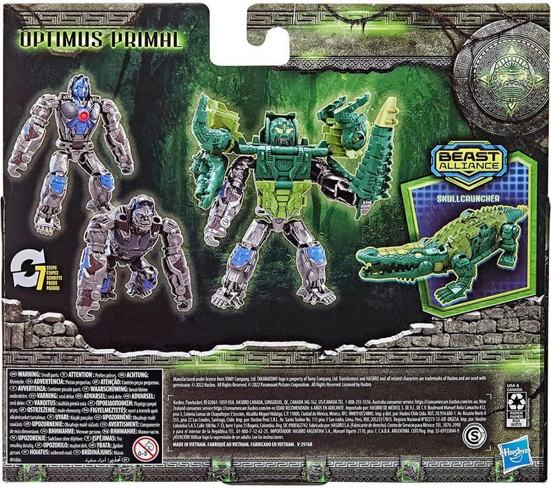 Transformers: Rise of The Beasts Movie, Beast Alliance, Beast Combiners 2-Pack Optimus Primal & Skullcruncher Toys, Ages 6 and Up, 5-inch