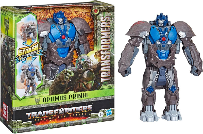 Transformers Toy Rise of The Beasts Movie, Smash Changer Optimus Primal Converting Action Figure for Ages 6 and Up, 9-Inch
