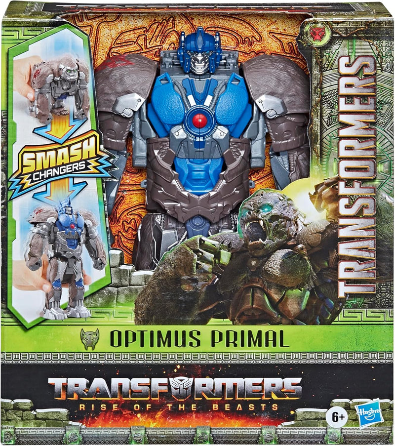 Transformers Toy Rise of The Beasts Movie, Smash Changer Optimus Primal Converting Action Figure for Ages 6 and Up, 9-Inch