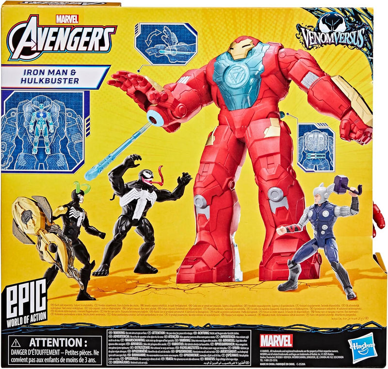 Marvel Avengers VenomVersus Epic World of Action Iron Man & Hulkbuster Armor Figure Set with Accessories, 4-Inch (10 cm) Super Hero Toys, Kids Ages 4+