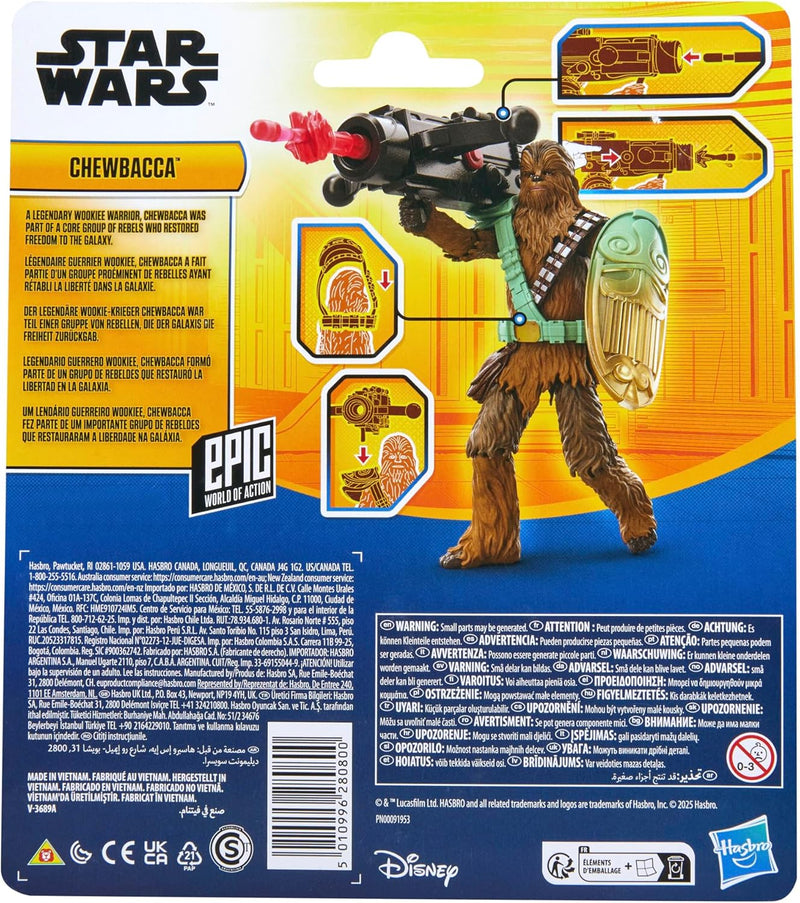 STAR WARS Epic World of Action Chewbacca 4-Inch Deluxe Action Figure & 4 Accessories, Toys for Boys & Girls Ages 4+