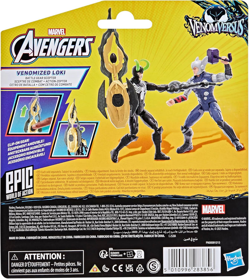 Avengers Marvel VenomVersus Epic World of Action Venomized Loki Figure with Battle Gear Accessories, 4-Inch Super Hero Toys for Kids Ages 4+